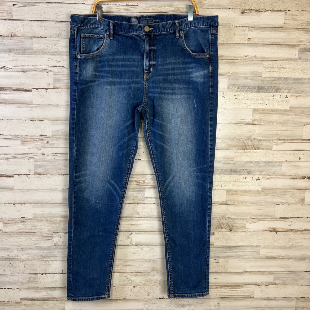 Mossimo Jeans Women 16 Blue Denim Skinny Boyfriend Med Wash Stretch Minimalist